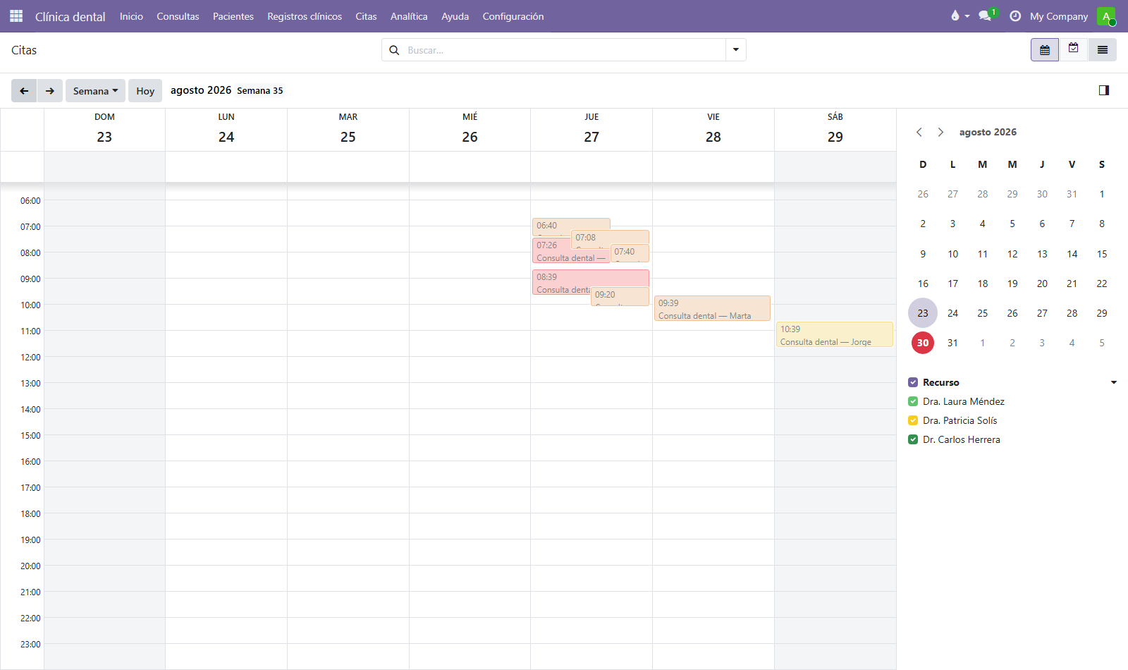 Calendario de citas