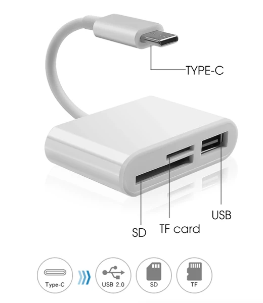 [CJBG242215001AZ] USB C 3 In 1 Hub Converter Type-C Adapter SD Card Reader For MacBook Pro Laptop